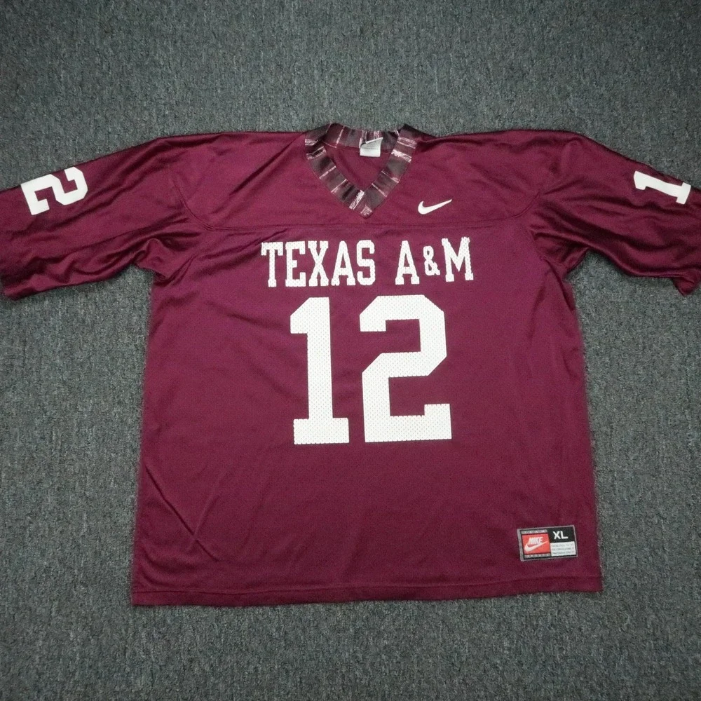 VINTAGE Texas A&M Aggies Jersey Mens XL Nike Football Jersey #12 USA 12th Man
